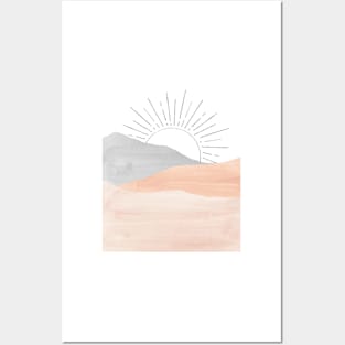Abstract pink sunrise Posters and Art